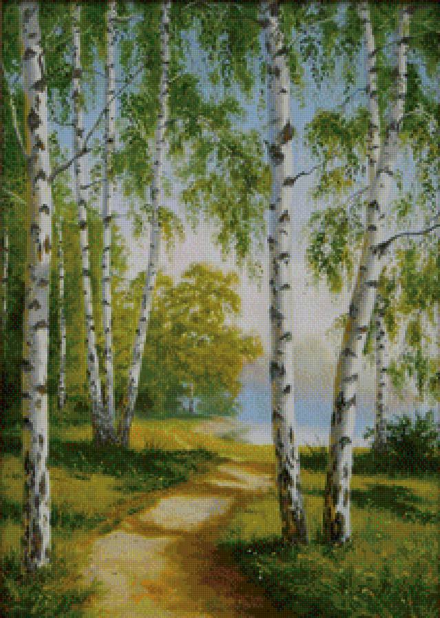 березовая роща - пейзаж, лес, природа, картина - предпросмотр