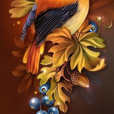 Схема вышивки «Птичка на ветке»