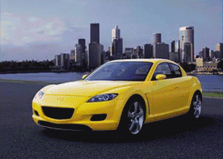 Авто - желтый автомобиль, дорога, город - предпросмотр