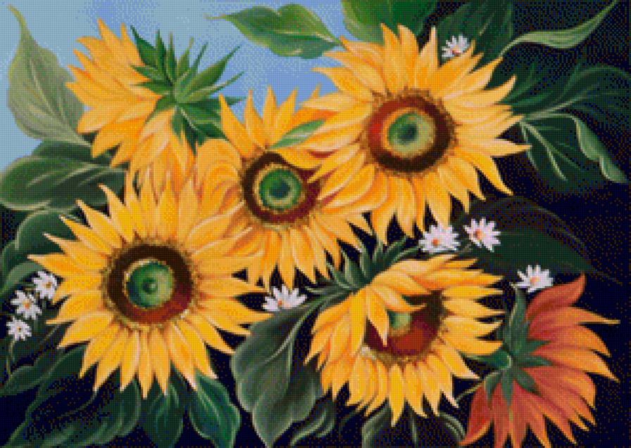 Подсолнухи - подсолнух, цветы, букет, цветок - предпросмотр