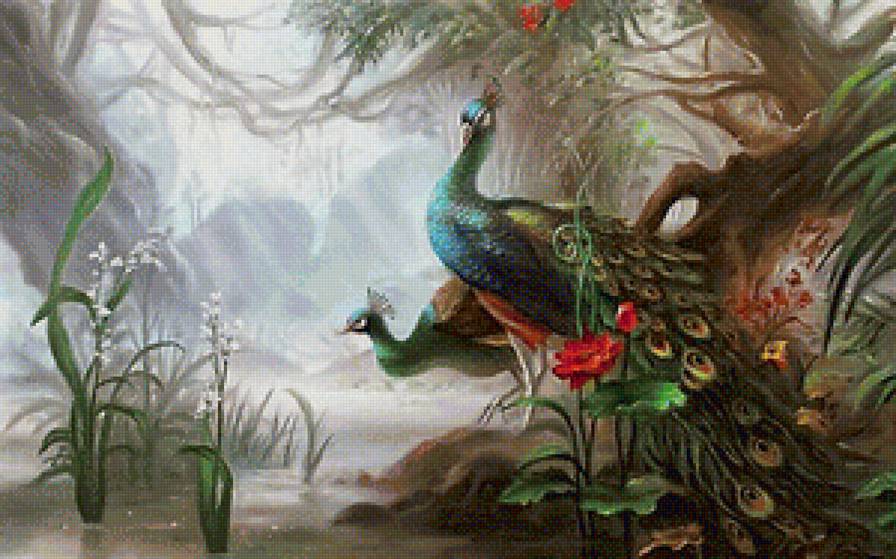 сказочный пейзаж - природа, птицы, пейзаж - предпросмотр