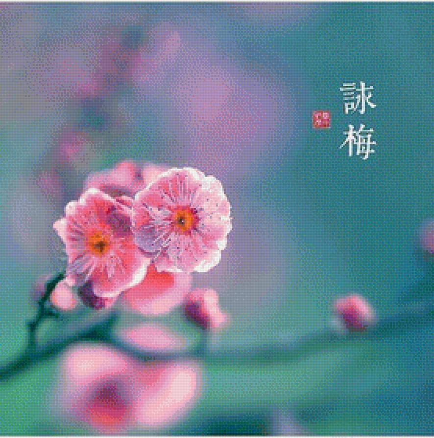 цветок - цветы, иероглиф, япония, весна - предпросмотр