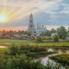 Схема вышивки «пейзаж с храмом»