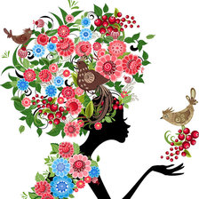 Схема вышивки «девушка в цветах»