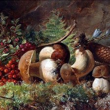 Схема вышивки «натюрморт с грибами»