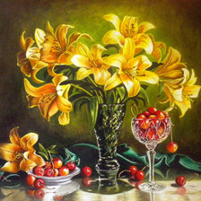 Схема вышивки «натюрморт с вишней»