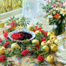 Схема вышивки «яблоки и рябина»