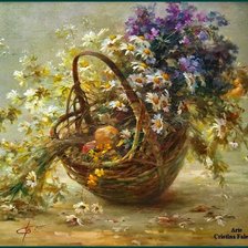 Схема вышивки «корзина с полевыми цветами 2»