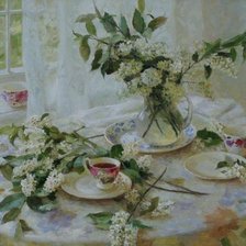 Схема вышивки «натюрморт с черемухой»