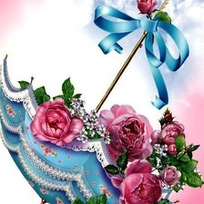 Схема вышивки «Зонтик в цветах, мартовский вариант»