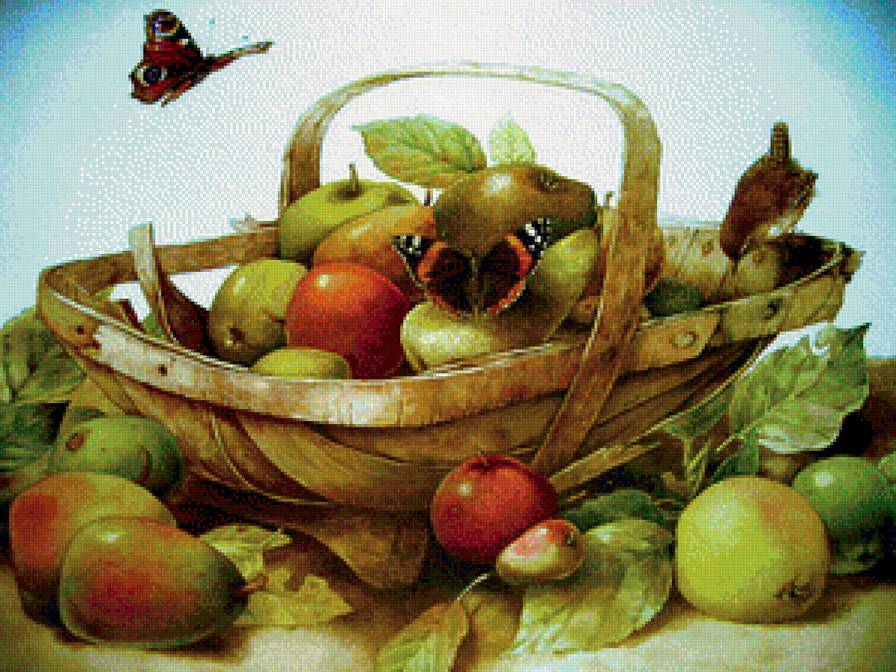 Корзина с фруктами - вышивка крестом - предпросмотр