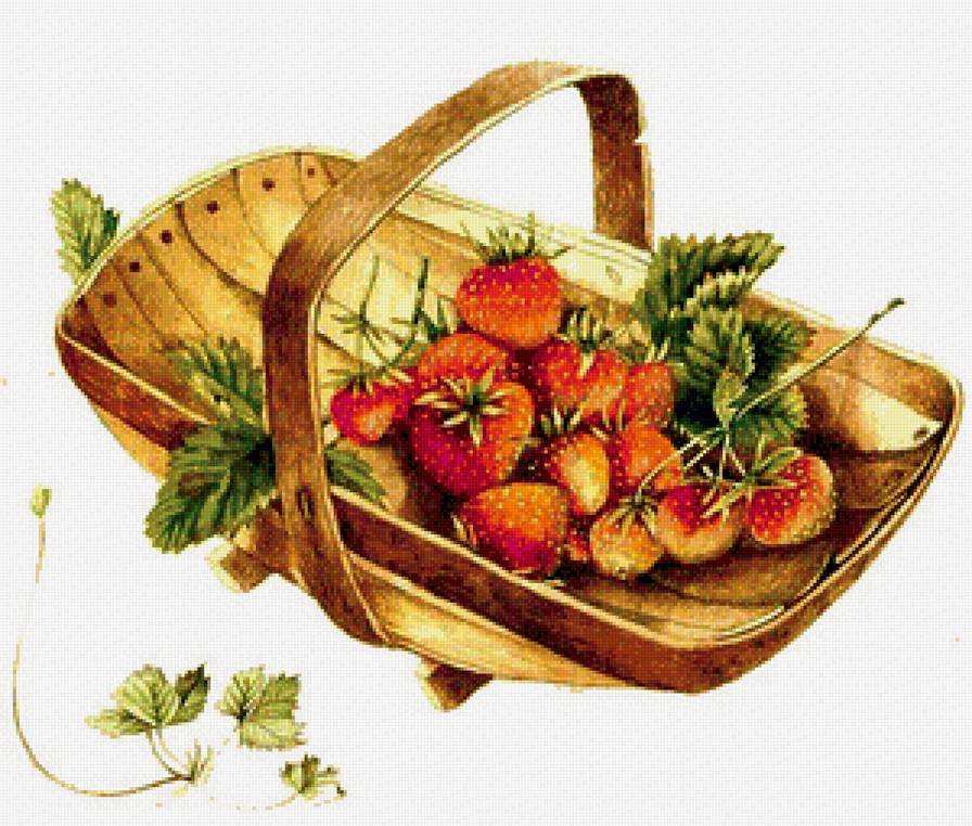 Корзина с клубникой - вышивка крестом - предпросмотр