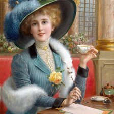 Схема вышивки «дама с чаем»