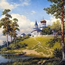 пейзаж с храмом