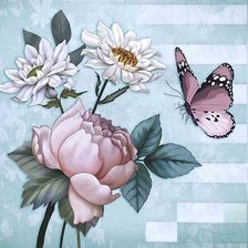 Схема вышивки «цветы и бабочки»