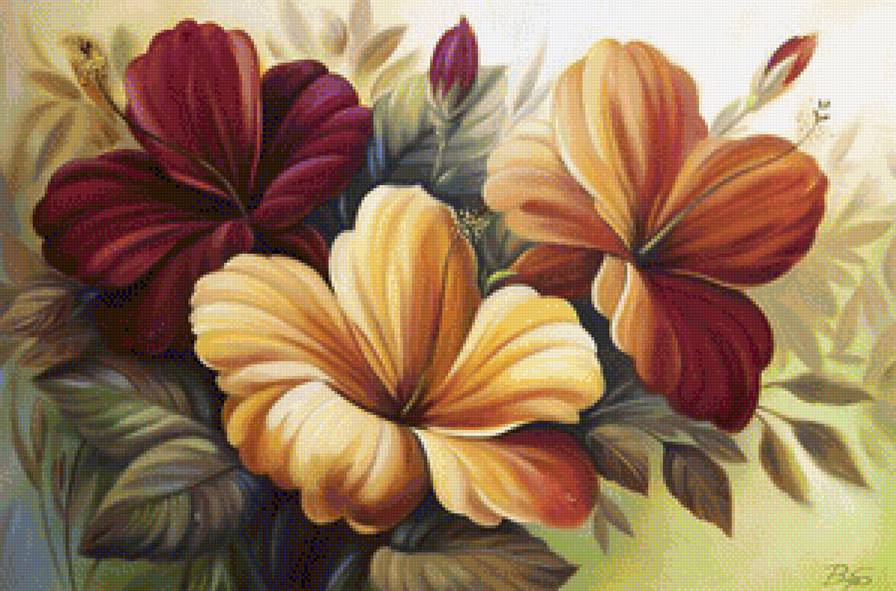 Гибискус - букет, цветок, цветы, роза - предпросмотр