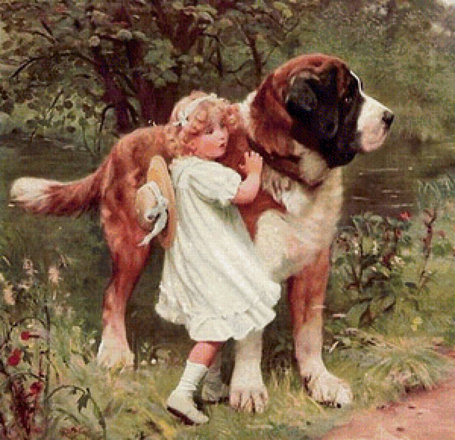 друзья - люди, картина, природа, собаки - предпросмотр