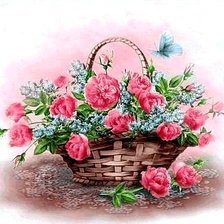 Схема вышивки «корзина с пионами»