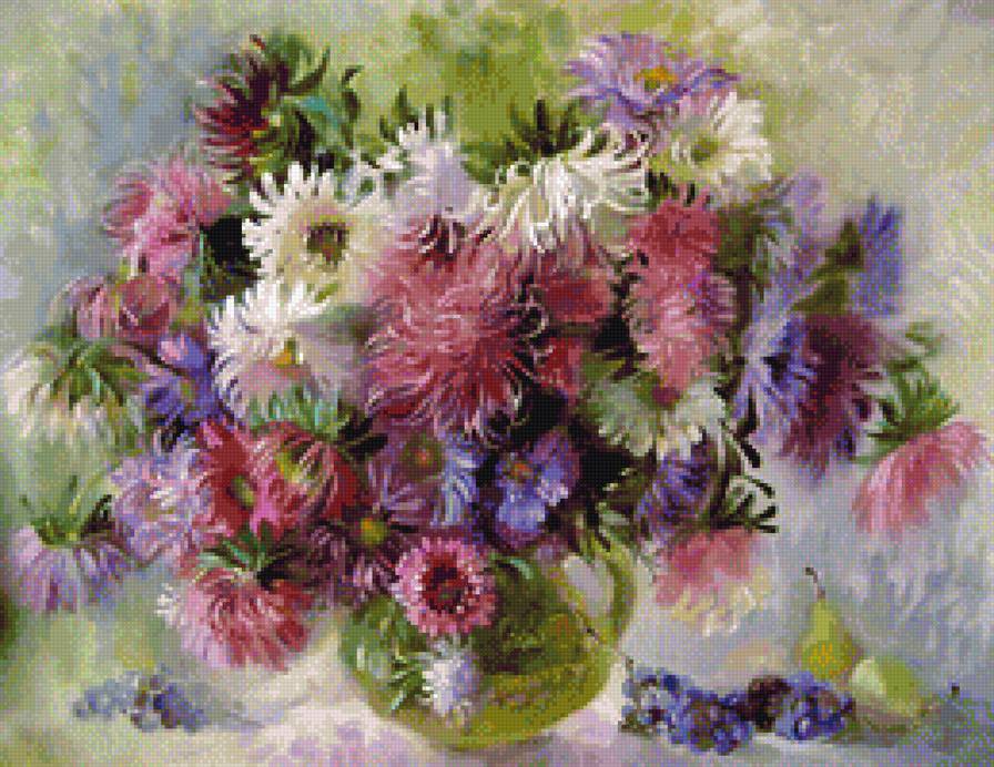 Астры. Акварель Наталии Закревской Аникиной - акварель, цветы, художники - предпросмотр