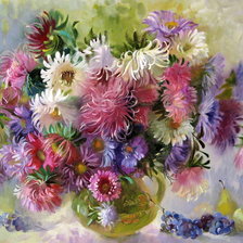 Схема вышивки «Астры. Акварель Наталии Закревской Аникиной»