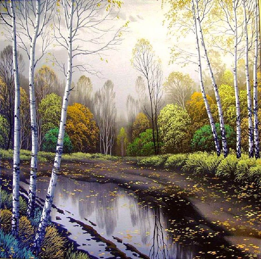 Осенняя дорога - природа, осень, пейзаж - оригинал