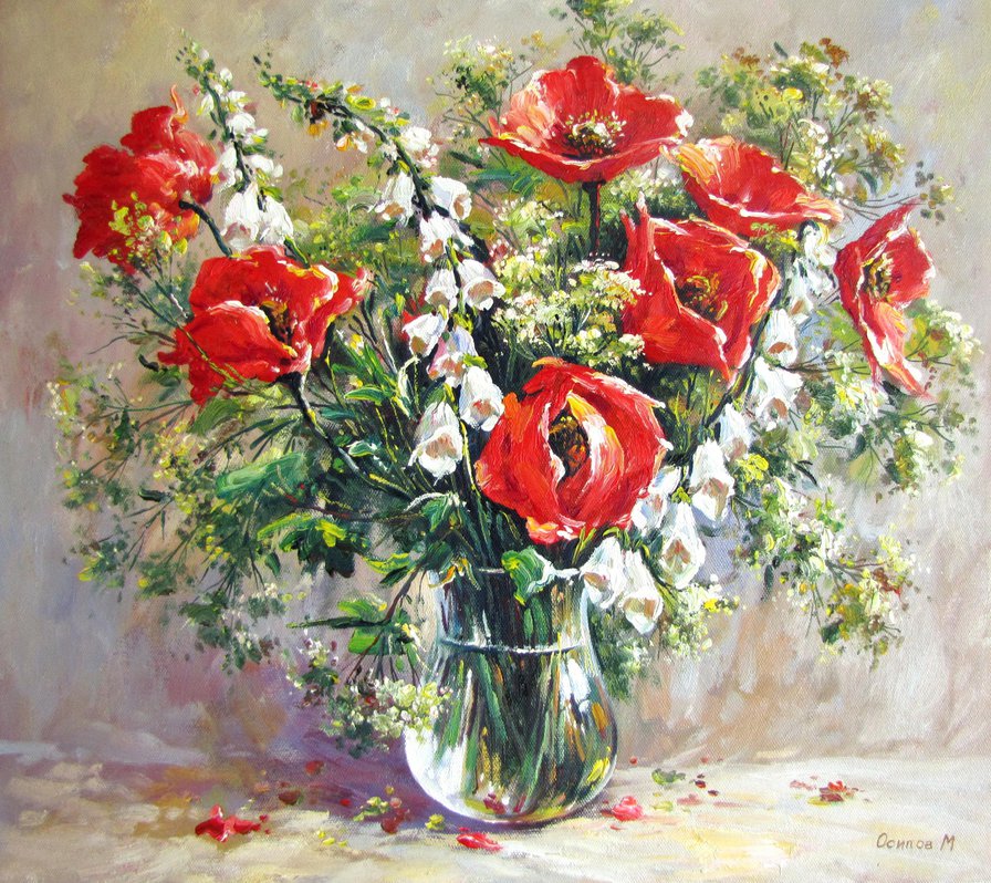 наперстянка и маки - цветы - оригинал