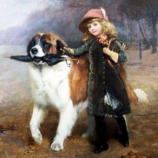 Схема вышивки «девочка с собакой»