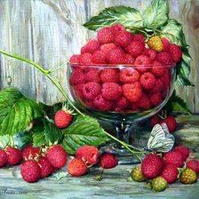 Схема вышивки «Натюрморт. «МАЛИНА.ХУД.КАЛИНОВСКАЯ Е.»»