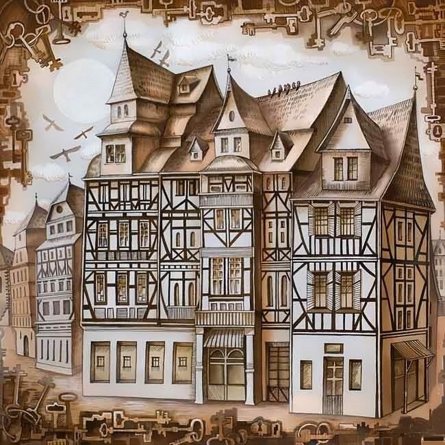 старый город - дом, город, дома, подушка - оригинал