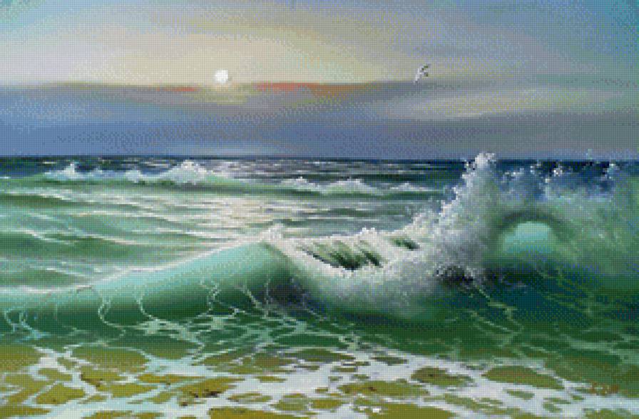 Серия "Морские пейзажи" - прибой, волна, восход, море, закат - предпросмотр