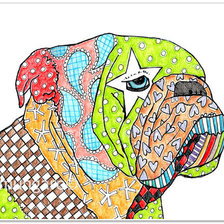 Схема вышивки «бульдог цветной»