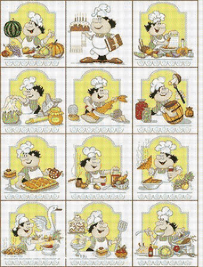 Веселые поварята (DMC) - еда, повар, кухня - предпросмотр