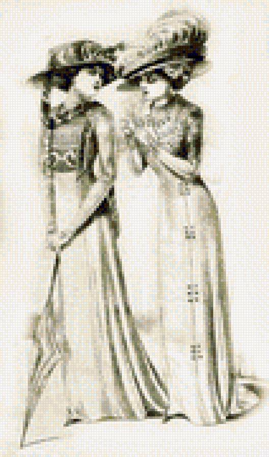 винтаж, монохром - шляпка, винтаж, монохром, платье, дама - предпросмотр