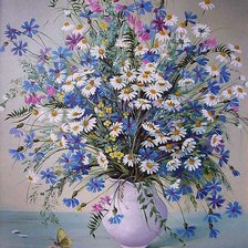 Схема вышивки «Ромашки в вазе»