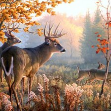 Схема вышивки «Олени в осеннем лесу»