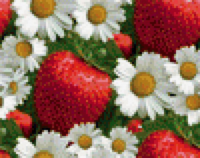 лето - клубника, ромашки - предпросмотр