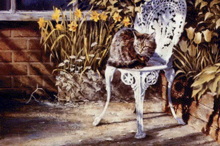 кот в саду - кошки - предпросмотр