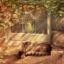 Схема вышивки «кошка на окошке»