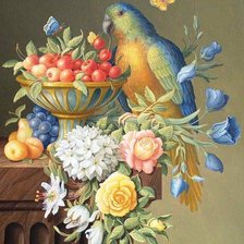 Схема вышивки «натюрморт с птицей»