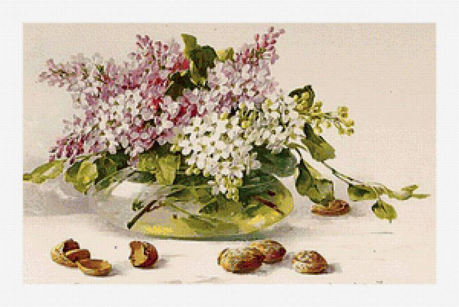 Сирень - вышивка крестом - предпросмотр