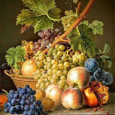 Схема вышивки «натюрморт с виноградом»