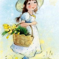 Схема вышивки «девочка с цветами»