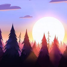 Схема вышивки «Ёлки на закате»