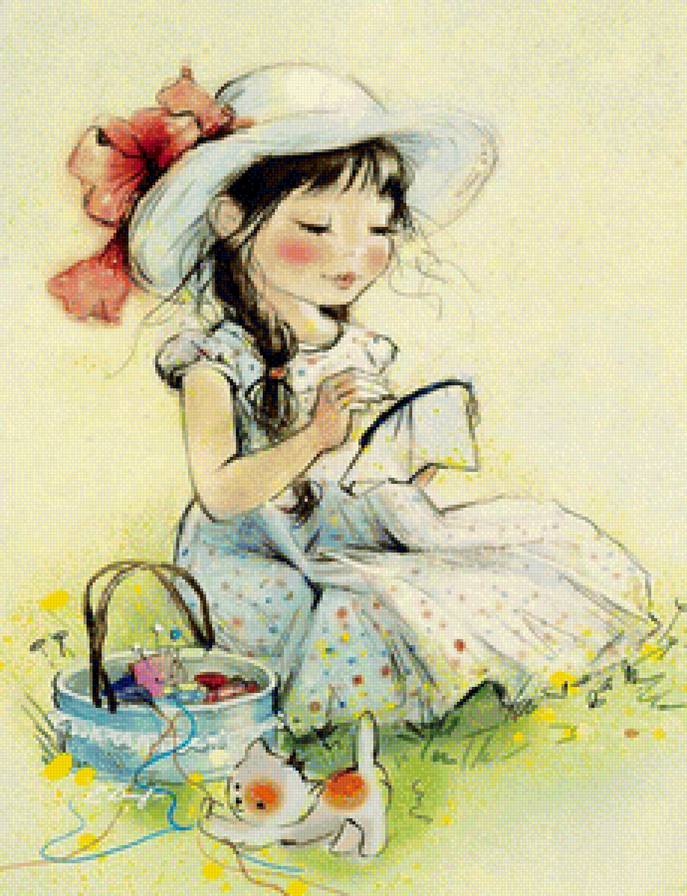 маленькая рукодельница - дети, картина - предпросмотр