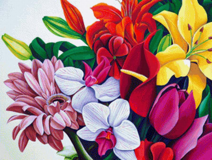 Букет - орхидея, гербера, лилия, тюльпаны, тюльпан, цветы, цветок - предпросмотр