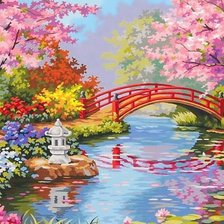 Схема вышивки «японский сад»