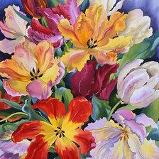 Схема вышивки «акварельные тюльпаны»