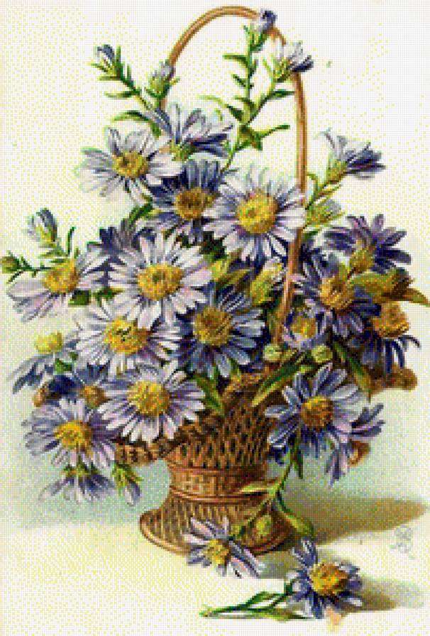 цветы в корзине - букет, корзина, цветы - предпросмотр