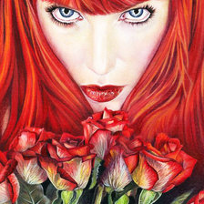 Схема вышивки «Огненная девчонка»