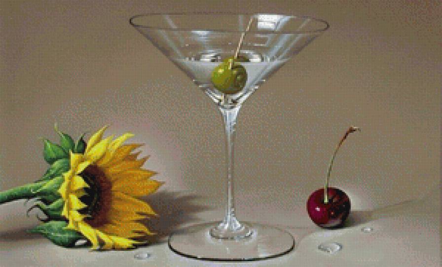 Натюрморт с оливкой - оливки, подсолнух, натюрморт, вишня, для кухни, цветок, вино, панно - предпросмотр